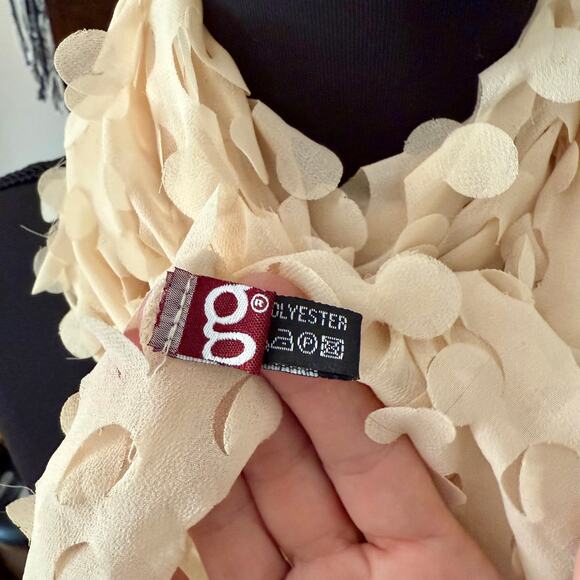 Cream Polka Dot Cut Out G Brand Polyester Scarf - Picture 4 of 5